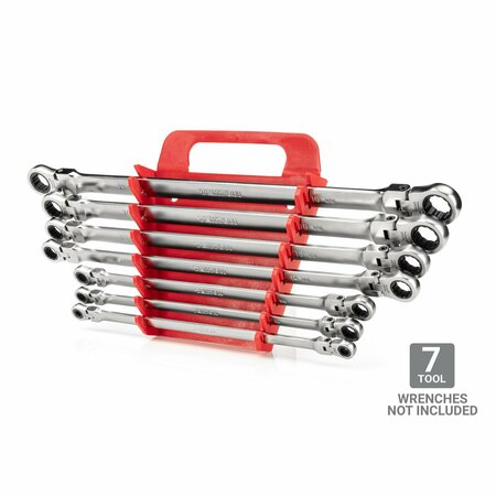 Tekton 7-Tool Long Flex 12-Point Ratcheting Box End Wrench Holder Red OWP23207